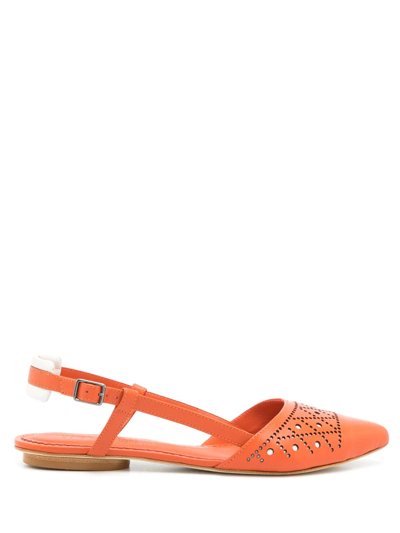 Sarah Chofakian Leather Velasco Shoes In Orange
