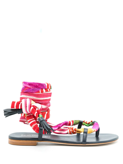 Sarah Chofakian Ocean Flat Sandals In Blue