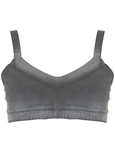 Andrea Bogosian Cropped Velvet Top In Grey
