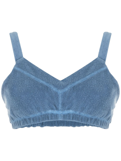 Andrea Bogosian Cropped Velvet Top In Blue