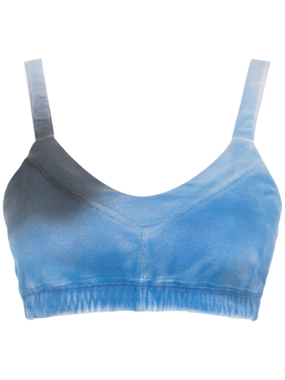 Andrea Bogosian Cropped Velvet Top In Blue
