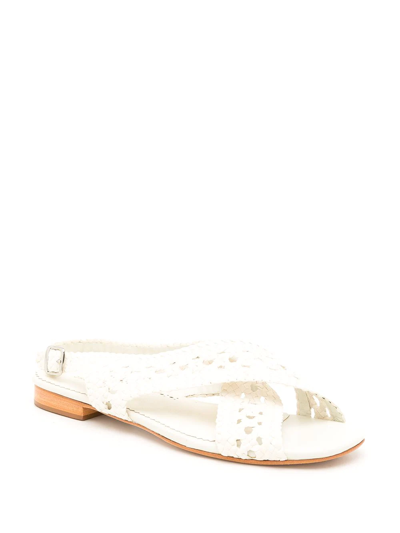Sarah Chofakian Isolde Flat Sandals In White