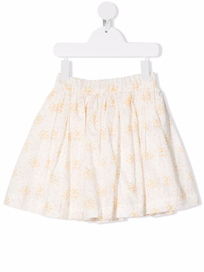 Bonpoint Kids' Suzon Floral-print Mini Skirt In White