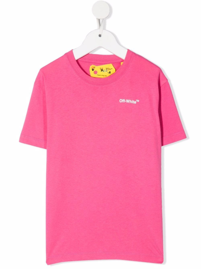 Off-white Kids' Arrow Brand-print Cotton T-shirt 4-10 Years In Pink
