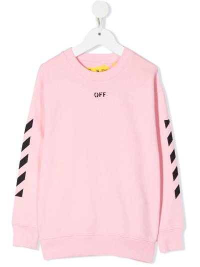 Off-white Pink Kids Sweatshirt With Off Stamp And Diagonals