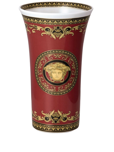 Versace Medusa Collection Vase In Red