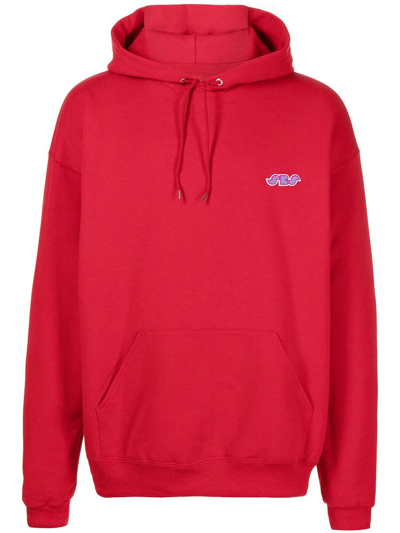 Seven By Seven Chest-logo Relaxed Hoodie In Red