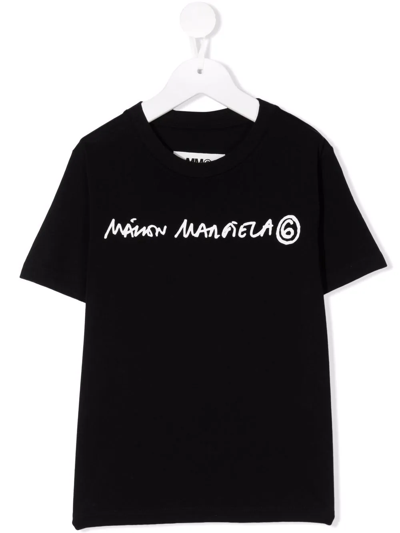 Mm6 Maison Margiela Teen Logo-print Cotton T-shirt In Black