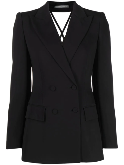 Alberta Ferretti Strappy-back Double-breasted Blazer In Black