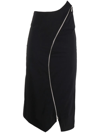 NINA RICCI ASYMMETRIC ZIP MIDI SKIRT