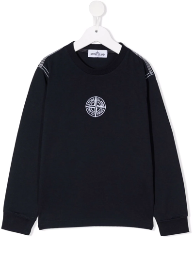 Stone Island Junior Kids' Compass Logo Sweatshirt In Blue