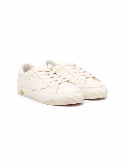 Golden Goose Logo Patch Leather Trainers In Neutrals