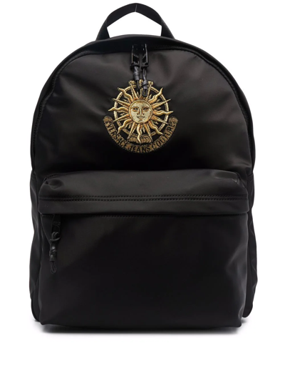 Versace Jeans Couture Men's Embroidered-logo Nylon Backpack In Black