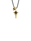 ANTHONY JACOBS MEN'S TWO-TONE BLACK IP, 18K GOLD PLATED STAINLESS STEEL & SIMULATED BLACK DIAMOND SWORD & SKULL PEN