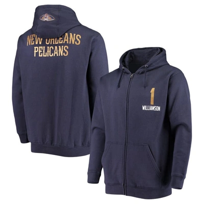 Fanatics Men's Zion Williamson Navy New Orleans Pelicans Player Name And Number Full-zip Hoodie Jacket
