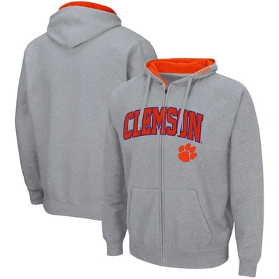 Colosseum Men's Tigers Arch Logo 3.0 Full-zip Hoodie In Heather Gray
