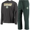CONCEPTS SPORT CONCEPTS SPORT GREEN/HEATHERED CHARCOAL COLORADO STATE RAMS METER LONG SLEEVE T-SHIRT & PANTS SLEEP 