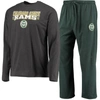 Concepts Sport Green/heathered Charcoal Colorado State Rams Meter Long Sleeve T-shirt & Pants Sleep In Heather Charcoal