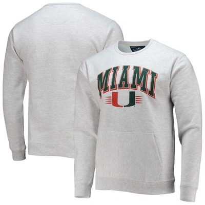 League Collegiate Wear Heathered Grey Miami Hurricanes Upperclassman Pocket Pullover Sweatshirt
