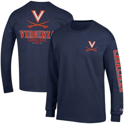 Champion Men's  Navy Virginia Cavaliers Team Stack Long Sleeve T-shirt