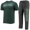 Concepts Sport Men's  Heathered Charcoal, Kelly Green North Texas Mean Green Meter T-shirt And Pants In Heather Charcoal