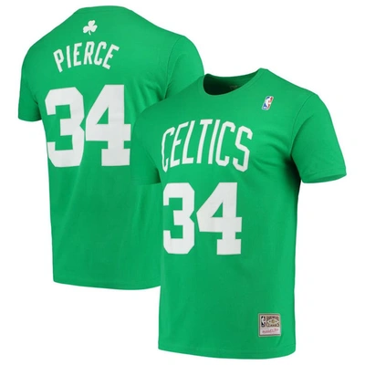 Mitchell & Ness Men's Paul Pierce Kelly Green Boston Celtics Hardwood Classics Player Name And Number T-shirt