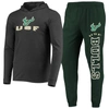 CONCEPTS SPORT CONCEPTS SPORT GREEN/HEATHER CHARCOAL SOUTH FLORIDA BULLS METER LONG SLEEVE HOODIE T-SHIRT & JOGGER 