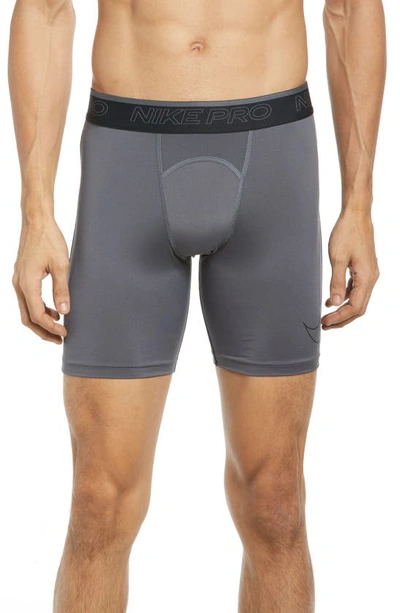 Nike Pro Performance Boxer Briefs In 068 Iron Grey/black/black