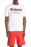 ALEXANDER MCQUEEN UNISEX GRAFFITI GLITTER LOGO COTTON GRAPHIC TEE