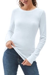 Michael Stars Juliet Long-sleeve Waffle-knit Tee In Ice