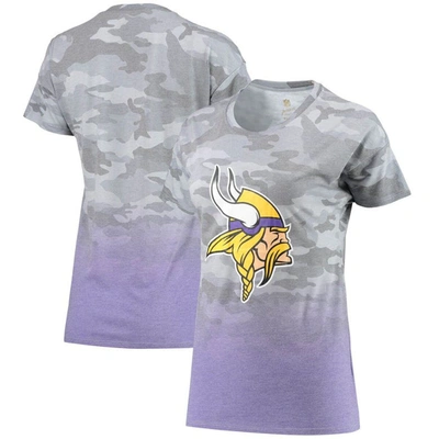 Outerstuff Juniors Grey/purple Minnesota Vikings Beth Camo Dip-dye T-shirt