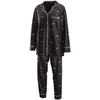 Wear By Erin Andrews Women's Black Anaheim Ducks Long Sleeve Button-up Shirt And Pants Sleep Set In Black