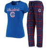 Concepts Sport Women's Royal, Red Chicago Cubs Lodge T-shirt And Pants Sleep Set In Royal