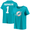 Fanatics Tua Tagovailoa Aqua Miami Dolphins Plus Size Fair Catch Name & Number V-neck T-shirt In Aqua