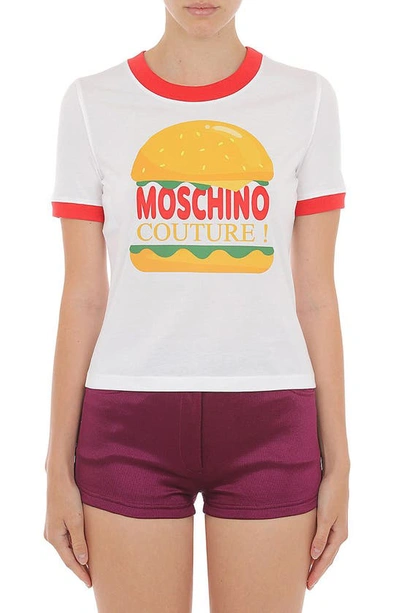 Moschino White The Diner Organic Cotton T-shirt In Multi-colored