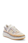 Chloé Nama Embroidered Suede And Recycled-mesh Sneakers In Biscotti Beige