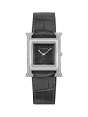 HERMES WOMEN'S HEURE H 30MM STAINLESS STEEL, OBSIDIAN & DIAMOND WATCH