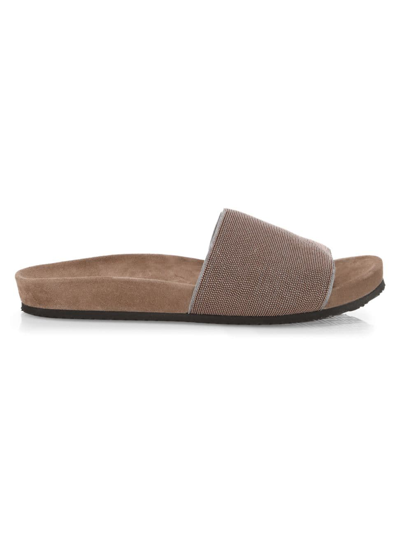 Brunello Cucinelli Women's Monili Suede Slides In Rose Gold