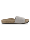 Brunello Cucinelli Monili Flat Pool Slide Sandals In Platino