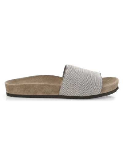 BRUNELLO CUCINELLI WOMEN'S MONILI SUEDE SLIDES