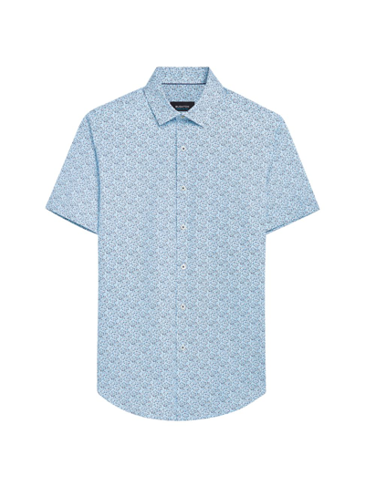 Bugatchi Ooohcotton Tech Miles Short-sleeve Shirt In Aqua