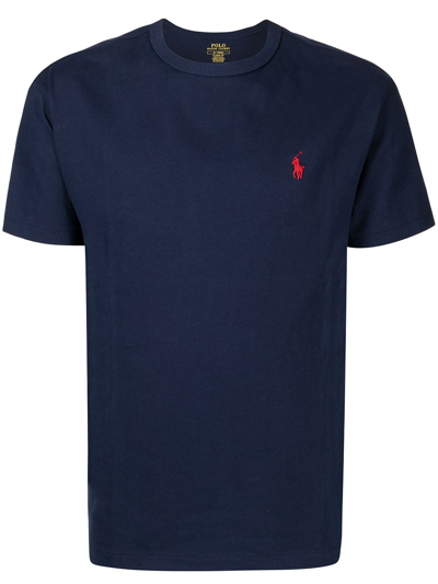 Polo Ralph Lauren Embroidered-logo Cotton T-shirt In Black