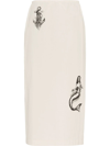 Prada Sailor Tattoo Printed Cotton Skirt In Weiss