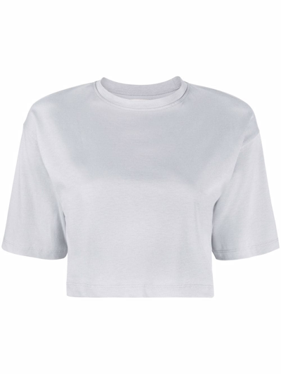 Loulou Studio Gupo Cropped Short-sleeve T-shirt In Grey Melange