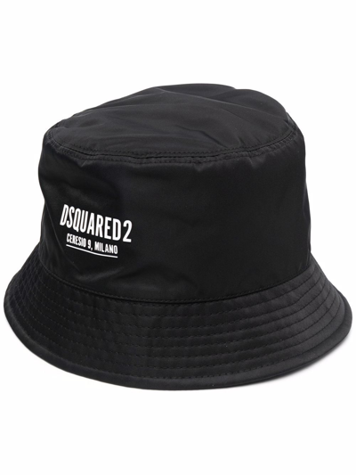 Dsquared2 Logo-print Bucket Hat In Schwarz