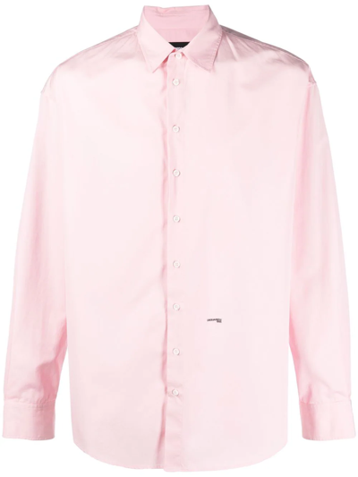 Dsquared2 Logo-print Long-sleeve Shirt In Rosa