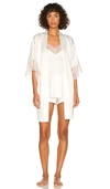 Flora Nikrooz Victoria Solid Charmeuse Wrap Robe In Ivory