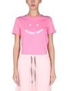 Ps By Paul Smith Ps Paul Smith Flocked Smiley Logo Crewneck T In Pink