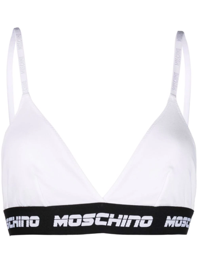Moschino Logo-tape Triangle-cup Bra In White