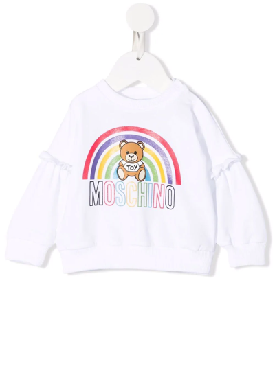 Moschino Babies' Logo印花卫衣 In White